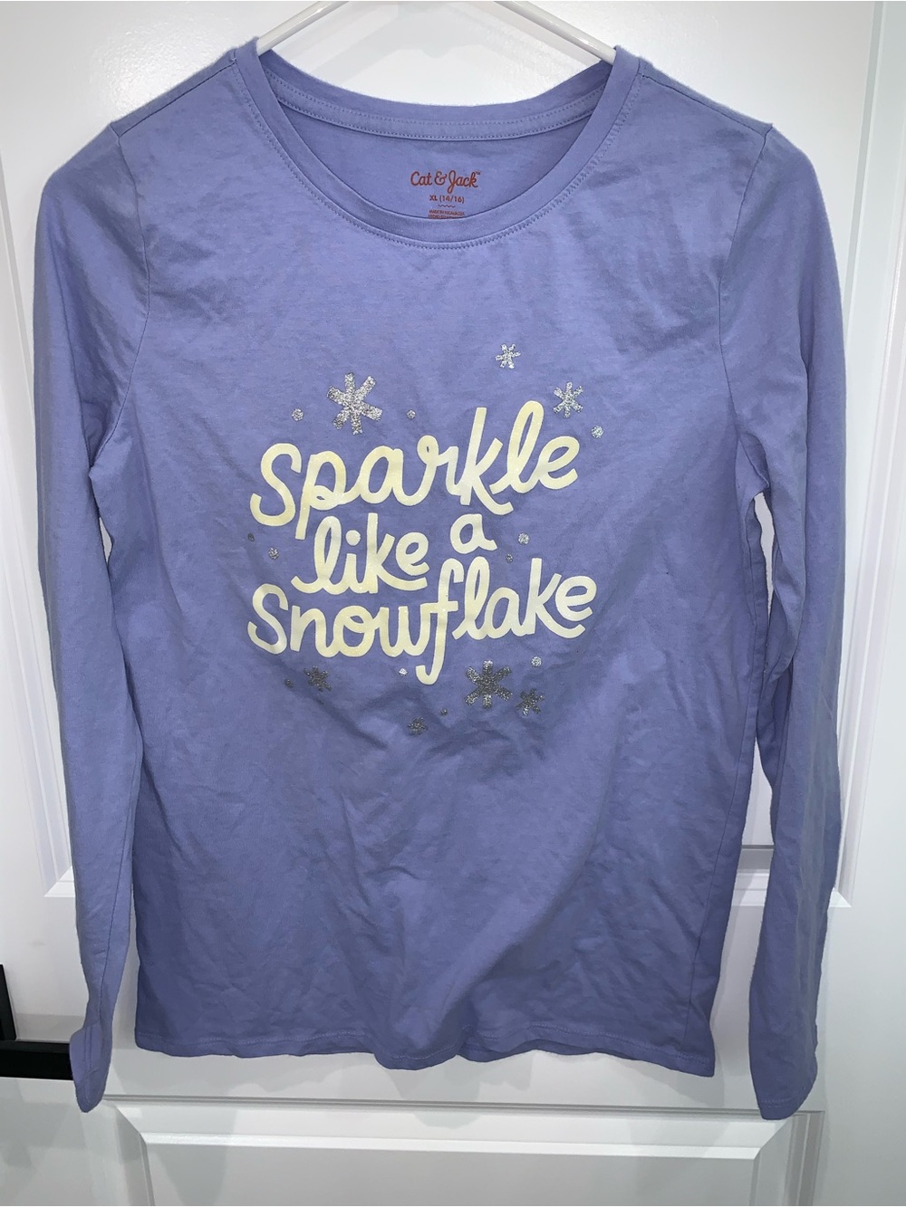 Cat & Jack Lavender Girls Long Sleeve Tee with Cream Script